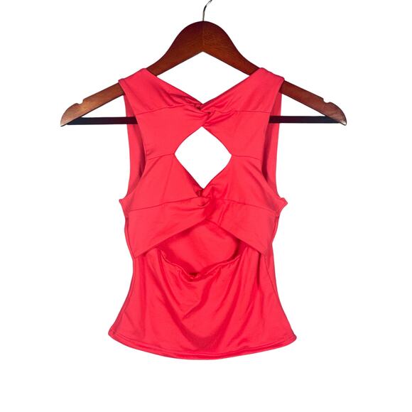 American Threads Halter Top Women’s Small Coral Pink Racerback Summer Cropped - Picture 2 of 7